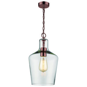 vintage style glass shade pendant light copper - Stillorgan Decor