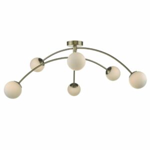modern geometric 6 globe ceiling light antique brass - Stillorgan Decor