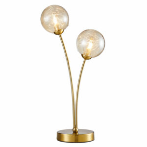 modern dual globe table lamp gold with amber glass shades