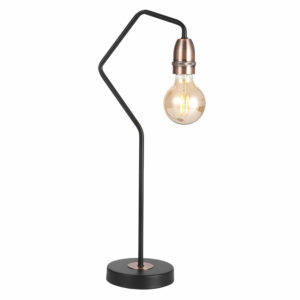 single arm modern simple table lamp matt black and copper