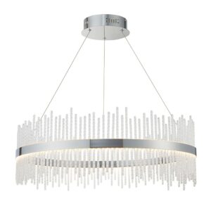 opulent luxury round crystal rod ceiling light brushed chrome silver - Stillorgan Decor