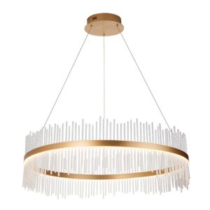 opulent luxury round crystal rod ceiling light brushed gold - Stillorgan Decor