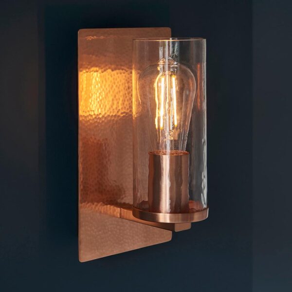 Copper hammered wall light - copper wall light