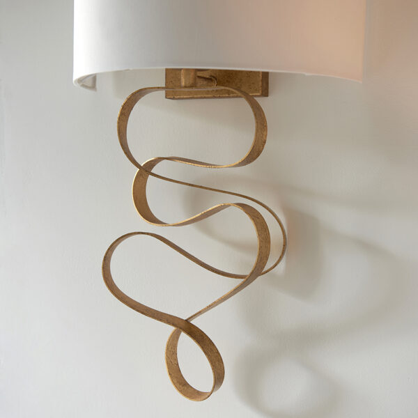 gold ribbon wall light with ivory shade - Stillorgan Decor