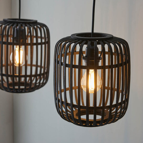 bamboo cage pendant 3 light black - Stillorgan Decor