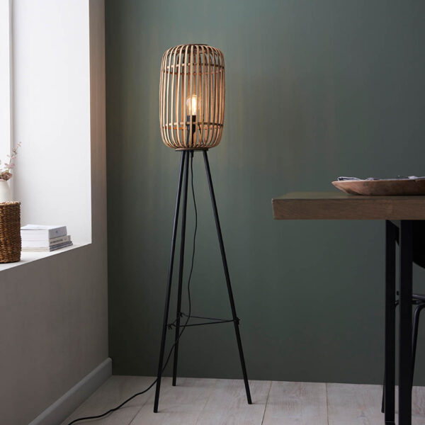 bamboo cage tripod floor lamp natural - Stillorgan Decor