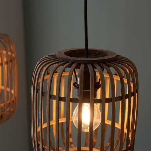 bamboo cage pendant 3 light natural - Stillorgan Decor