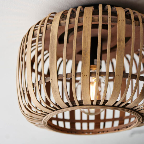 bamboo cage flush ceiling light natural - Stillorgan Decor