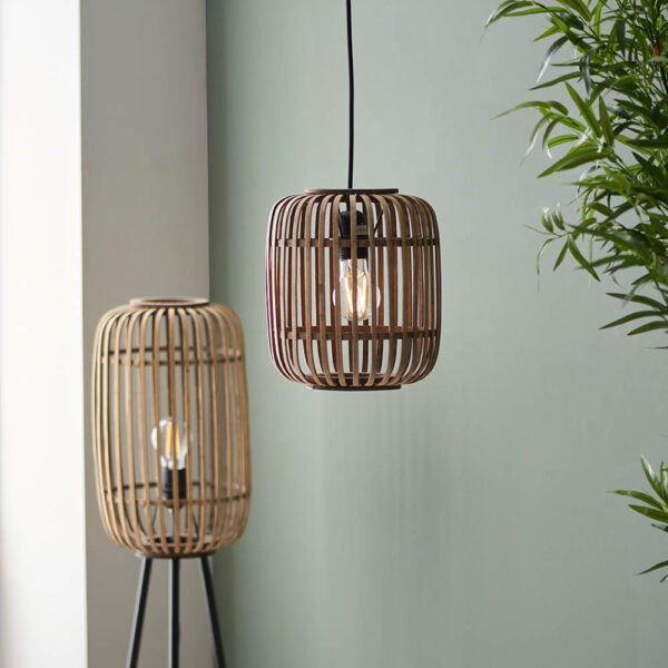 bamboo cage pendant single natural - Stillorgan Decor