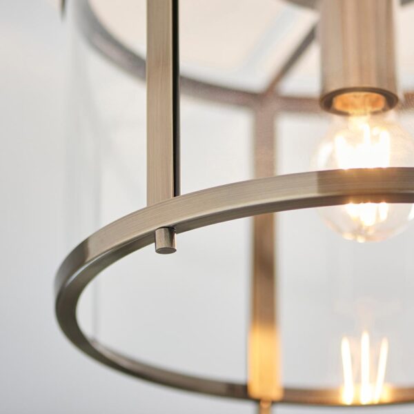 simple flush ceiling light antique brass and clear glass - Stillorgan Decor