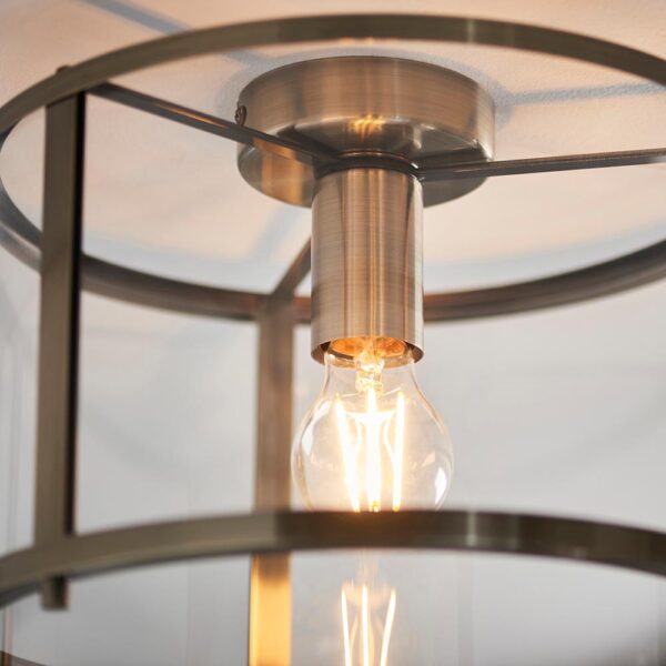 simple flush ceiling light antique brass and clear glass - Stillorgan Decor