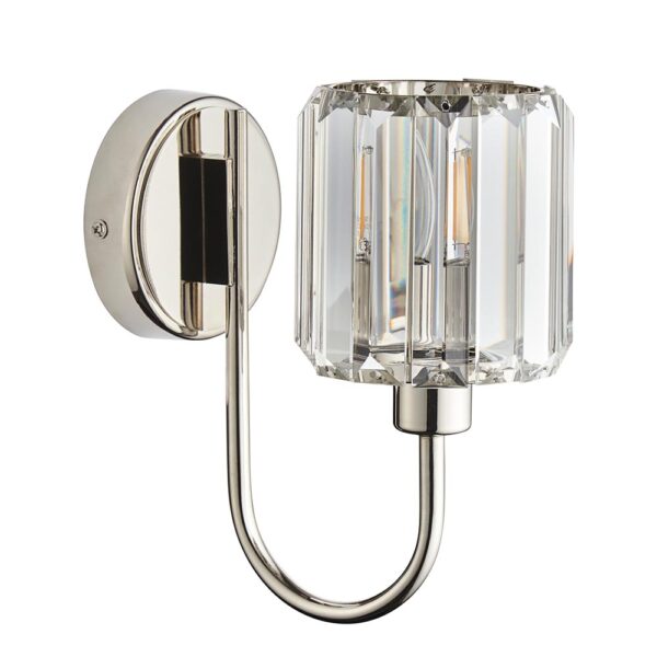 sophisticated wall light with glass shade bright nickel - Stillorgan Decor