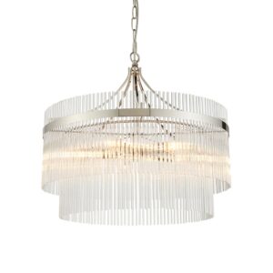 contemporary glass rod 5 light chandelier polished chrome - Stillorgan Decor