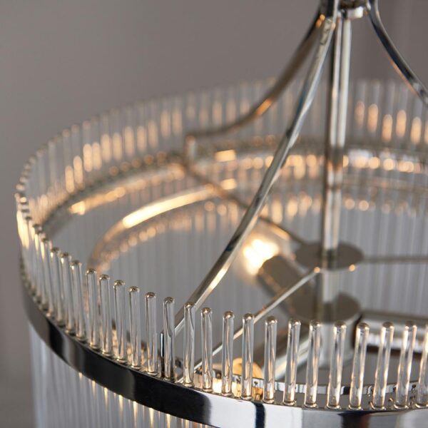 contemporary glass rod 3 light chandelier polished nickel - Stillorgan Decor