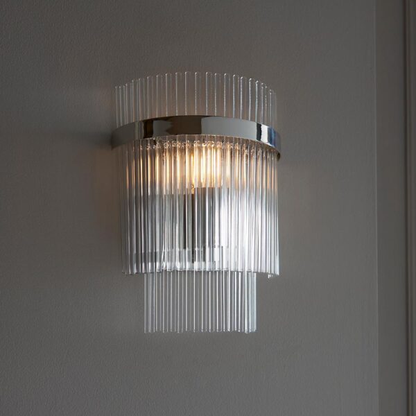 contemporary glass rod wall light polished nickel - Stillorgan Decor
