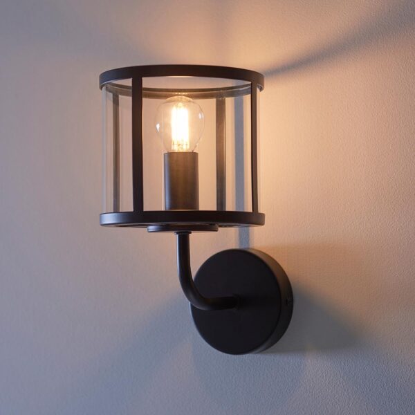 simple wall light black and clear glass - Stillorgan Decor
