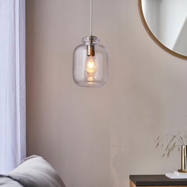 clear textured glass jar pendant light - Stillorgan Decor