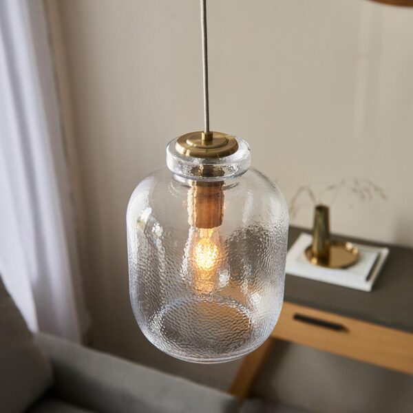 clear textured glass jar pendant light - Stillorgan Decor