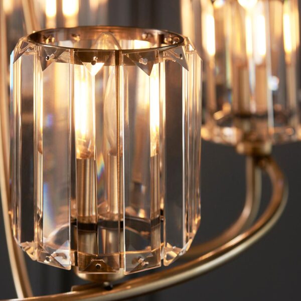 sophisticated 5 light pendant with glass shades antique brass - Stillorgan Decor