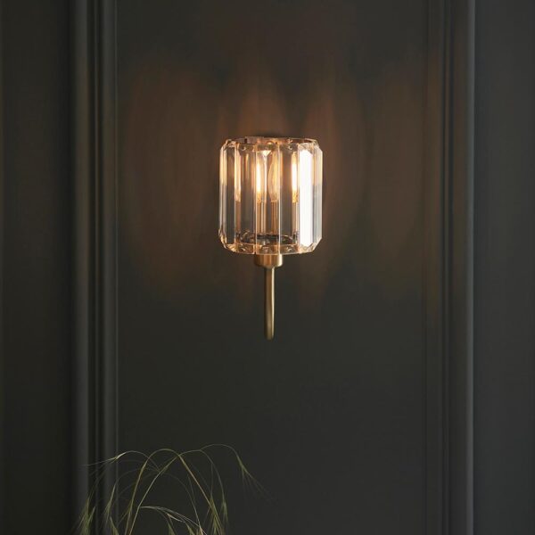 sophisticated wall light with glass shade antique brass - Stillorgan Decor