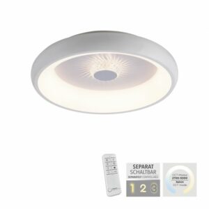 modern remote controlled multi source led and crystal flush ceiling light white - Stillorgan Decor