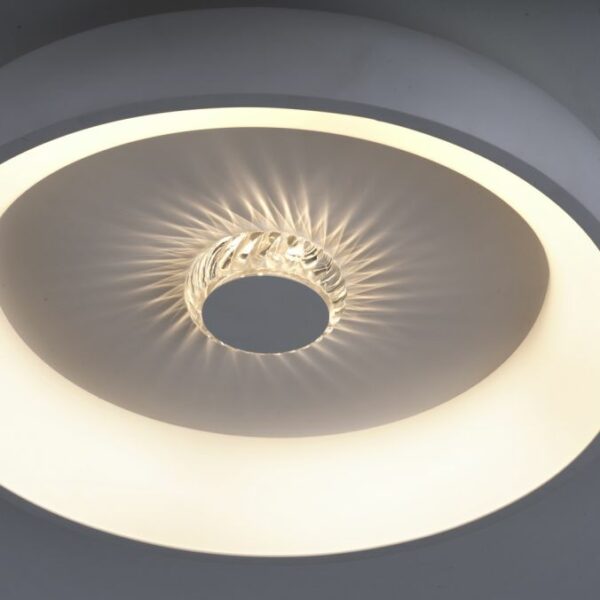 modern remote controlled multi source led and crystal flush ceiling light white - Stillorgan Decor