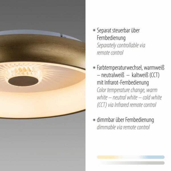 modern remote controlled multi source led and crystal flush ceiling light brass - Stillorgan Decor