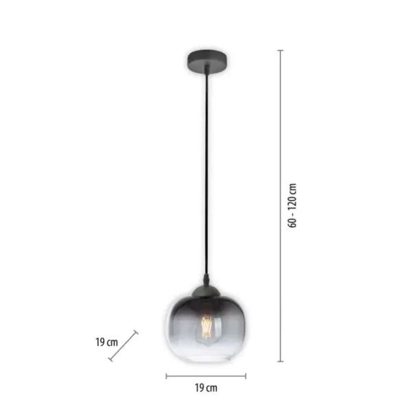 modern smoked glass single pendant black - Stillorgan Decor