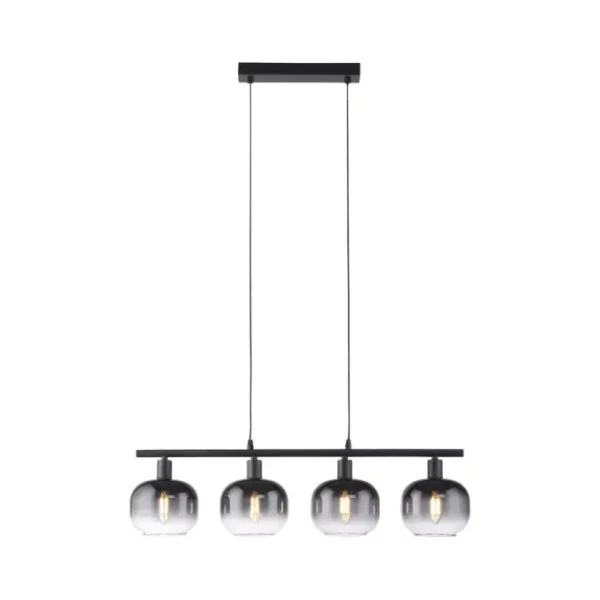 modern smoked glass 4 light bar pendant black - Stillorgan Decor