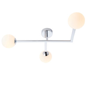 modern angle chrome semi flush bathroom ceiling light with opal glass - Stillorgan Decor