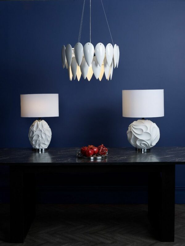 curve texture oval table lamp white - Stillorgan Decor