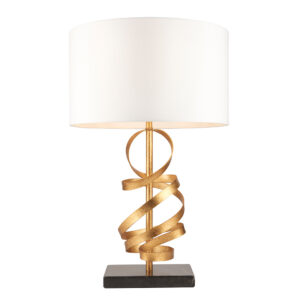 gold ribbon table lamp with ivory shade - Stillorgan Decor