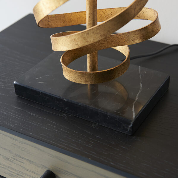 gold ribbon table lamp with ivory shade - Stillorgan Decor