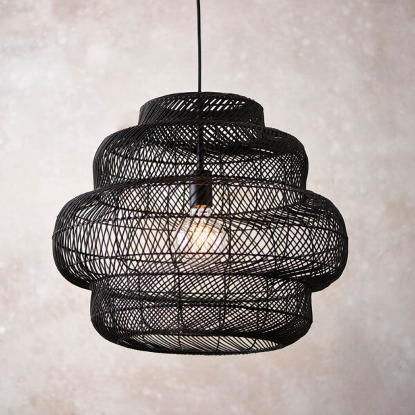 black rattan basket shade pendant large - Stillorgan Decor