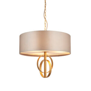 double hoop gold leaf pendant with large mink shade - Stillorgan Decor