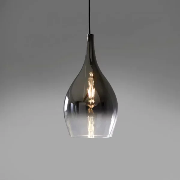 modern teardrop gradient smoked glass single pendant black chrome - Stillorgan Decor