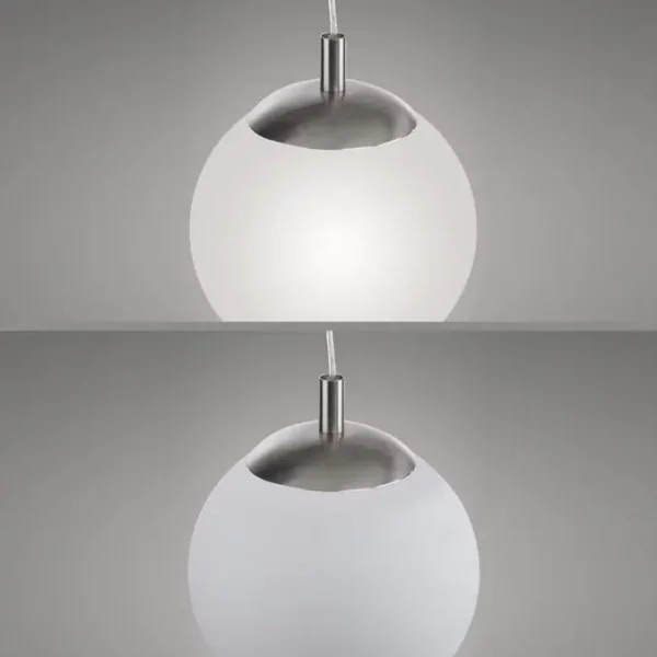 opal globe pendant light stainless steel 25cm diameter - Stillorgan Decor