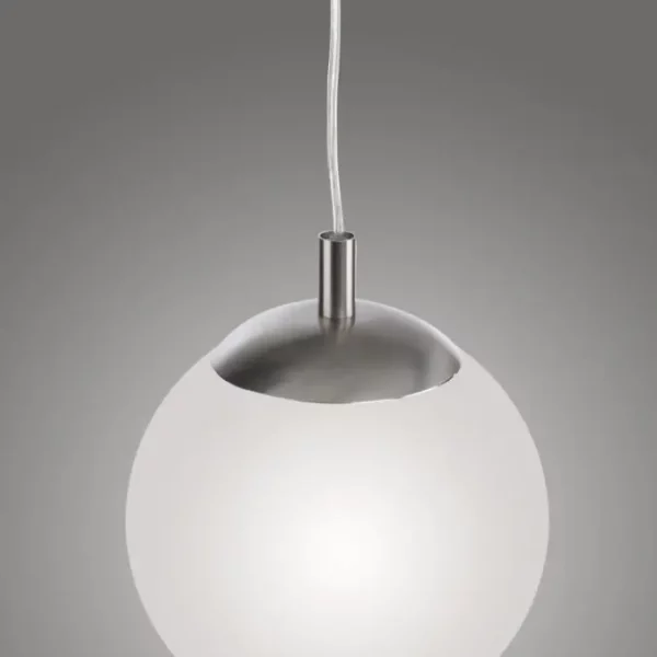 opal globe pendant light stainless steel 25cm diameter - Stillorgan Decor