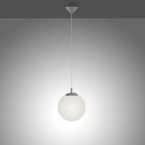 opal globe pendant light stainless steel 25cm diameter - Stillorgan Decor