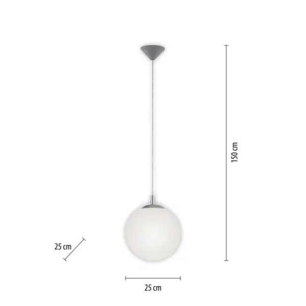 opal globe pendant light stainless steel 25cm diameter - Stillorgan Decor