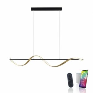 modern led remote controlled ribbon ceiling pendant anthracite and gold - Stillorgan Decor