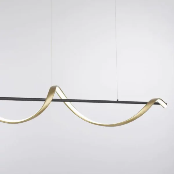 modern led remote controlled ribbon ceiling pendant anthracite and gold - Stillorgan Decor