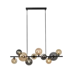10 light led globe bar light black with smoked and amber globes - Stillorgan Decor