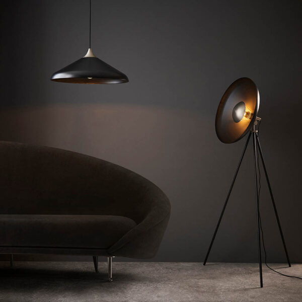 modern coned floor lamp matt black with nickel - Stillorgan Decor