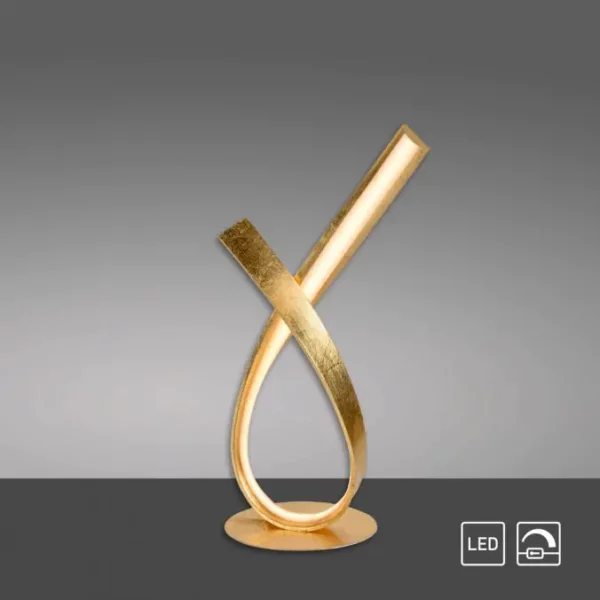 elegant curved led gold leaf table lamp - Stillorgan Decor