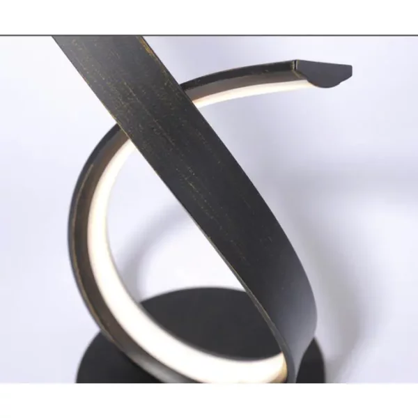 elegant curved led black and rust table lamp - Stillorgan Decor