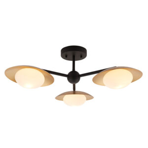 dish 3 light semi flush gold and bronze ceiling light - Stillorgan Decor