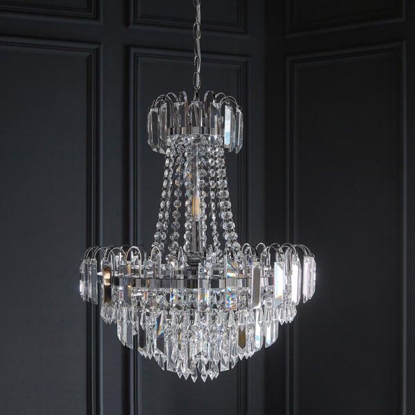 luxurious 6 light crystal chandelier chrome - Stillorgan Decor