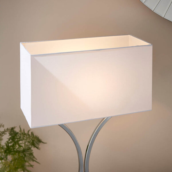 concave table lamp chrome with white shade - Stillorgan Decor