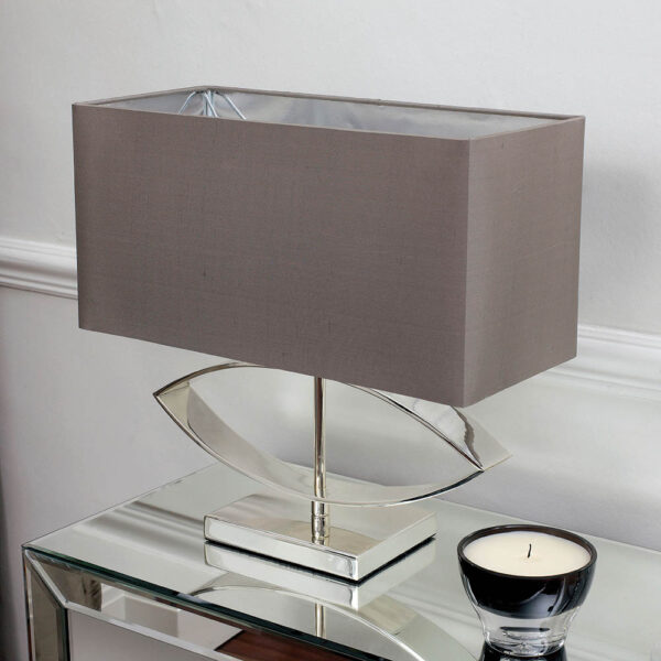 modern polished silver table lamp - Stillorgan Decor